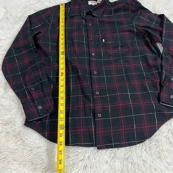 Levi's Plaid Boyfriend Fit Button Up Silver Metallic Shirt LIKE NEW Medium - Picture 5 of 10